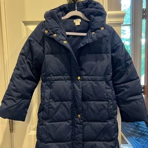 Girls Crewcuts Navy Blue Hooded Down Car Coat